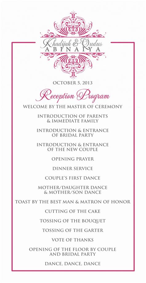 Wedding Reception Program Template Unique Signatures With Regard To ...