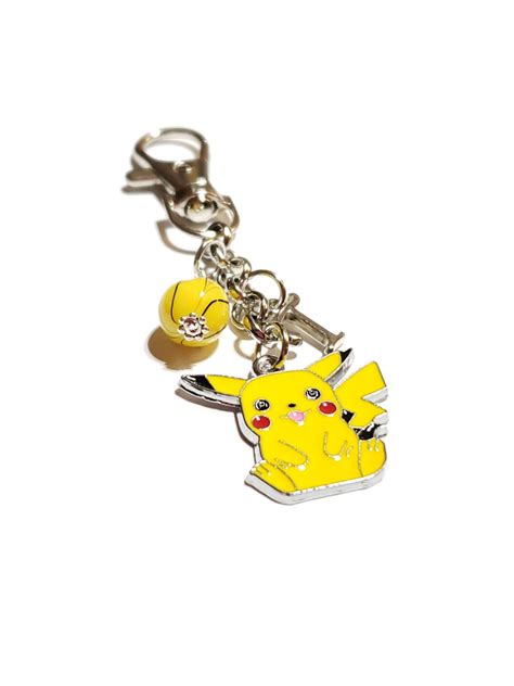 Pikachu Personalized Charm Keychain Enamel Charm Keychain - Etsy