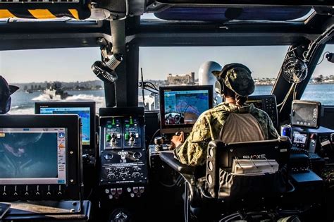 Inside a U.S. Navy Mark VI patrol boat of Coastal Riverine Squadron. 3 ...