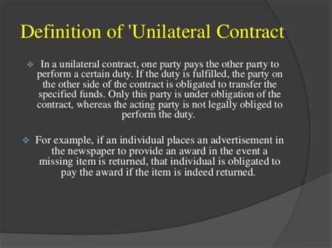 Unilateral contract