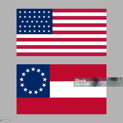 Usa Civil War Flag Set Stock Illustration - Download Image Now ...