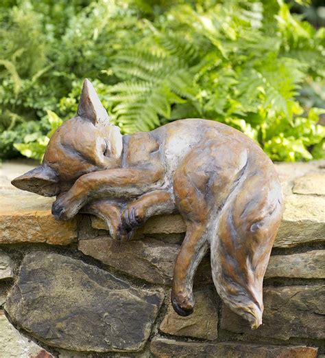 Sleeping Fox Sculpture in Garden Statues | Animal statues, Sculpture, Garden statues