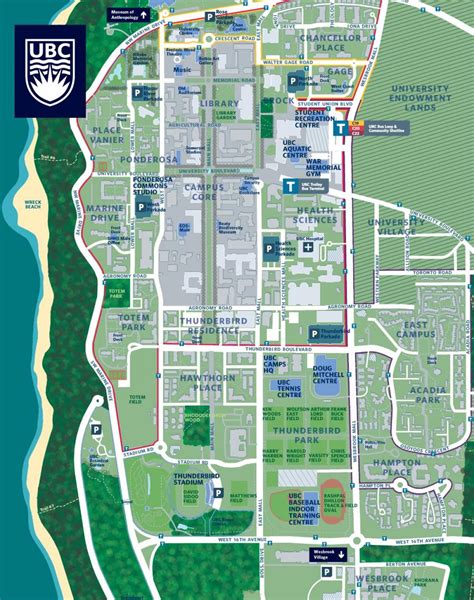 Ubc campus mapa - Ubc campus de vancouver (mapa de British Columbia - Canadá)