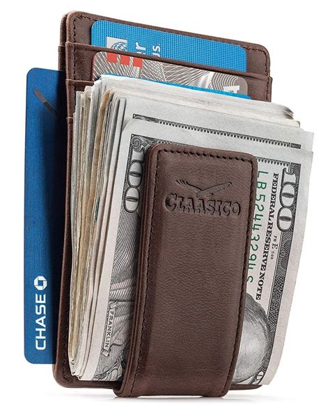 Claasico - Money Clip Leather Wallet For Men Slim Front Pocket RFID Blocking Card Holder With ...