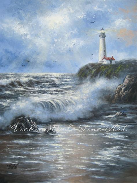 Lighthouse Seascape Original Oil Painting 18X24 seascape