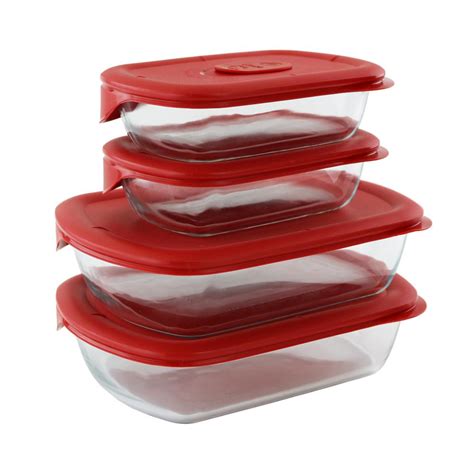 Pyrex Pro Food 8-Piece Rectangular Glass Baker Set with Lids-1126111 ...