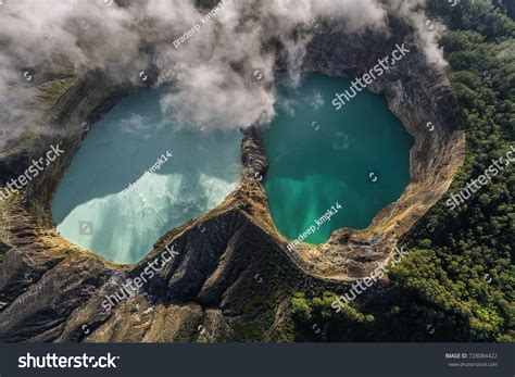 Panoramic Aerial View Kelimutu Volcano Crater Stock Photo 728084422 | Shutterstock