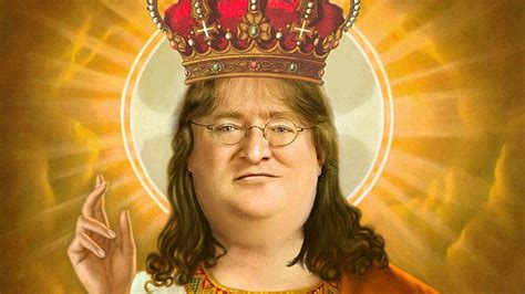 The Valve office has a floor-to-ceiling picture of the Lord Gaben meme ...