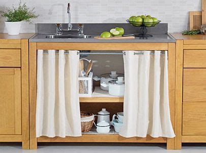 Unique Kitchen Cabinet Curtain Ideas To Hide Your Clutter 30 | Pias de ...