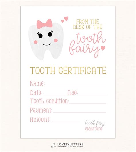 Tooth Fairy Certificate Template Free