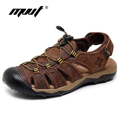 2018 Classics Summer Men Sandals Quality Genuine Leather Men Beach ...