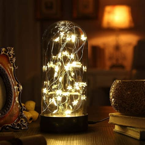 Decorative Fairy Night Light, XY Decor 11" Dual Power Operated Table/Desk Lamp with Warm White ...