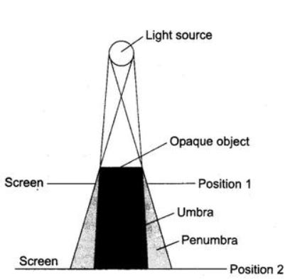 Draw a diagram to illustrate the formation of umbra and penumbra.