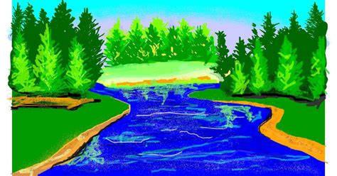 Flowing River Drawing Easy - canvas-valley