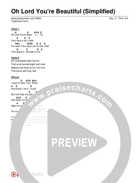 Oh Lord You're Beautiful (Simplified) Chords PDF (Traditional Hymn) - PraiseCharts