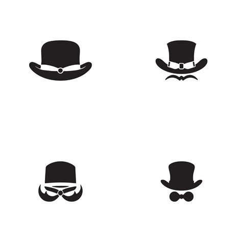 Black and white hat silhouette set 4 element. Hipster themed vector illustration for gift card ...