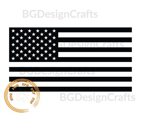 Black and White American Flag SVG American Flag SVG BW | Etsy