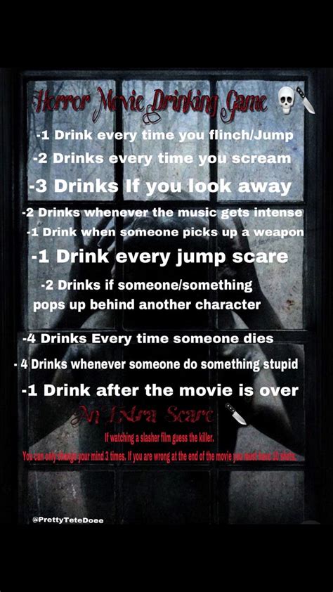 Horror Movie Drinking Game | Halloween drinking games, Movie drinking games, Sleepover party games