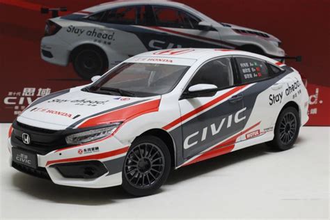 1:18 Diecast Model for Honda Civic CTCC 2016 MK10 Blue Racing Alloy Toy Car Miniature Collection ...