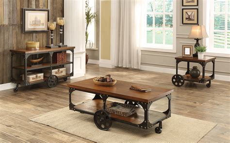 Huck Rustic Country Style Coffee Table Collection - Las Vegas Furniture Store | Modern Home ...