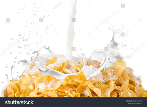 Close Cornflake Cereal Milk Splash Stock Photo 1183461379 | Shutterstock