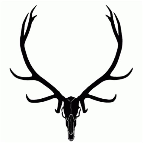 elk skull black and white - Clip Art Library