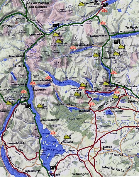 Detailed map of Scotland Loch Lomond and the Trossachs Scotland | Scotland map, Loch lomond ...