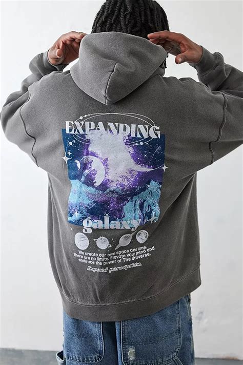 UO Overdyed Black Expanding Galaxy Hoodie | Urban Outfitters UK