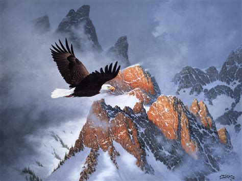 Majestic Bald Eagle: HD Wallpaper in Stunning Mountain Scenery