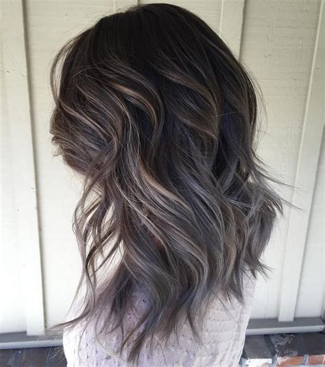 60 Ideas of Gray and Silver Highlights on Brown Hair | Dark hair with ...