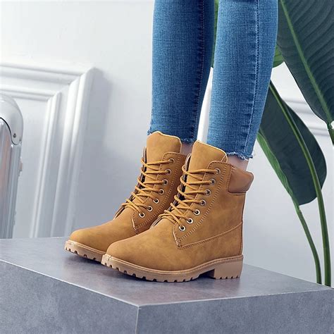 2018 Women Fashion Motocycle booties waterproof Ankle Comfortable Hard wearing Flat Heel Work ...