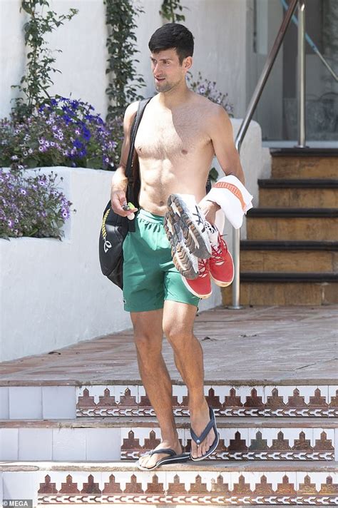 Novak Djokovic goes shirtless in Marbella as he retuns to tennis training | Daily Mail Online