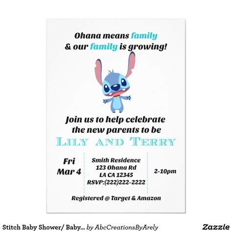 Stitch Baby Shower/ Baby Stitch Baby Shower Invitation | Zazzle.com in 2021 | Stitch baby shower ...