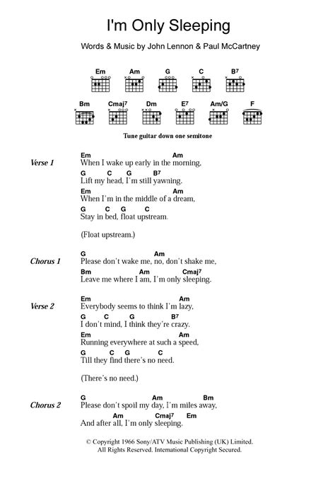 I'm Only Sleeping by The Beatles - Guitar Chords/Lyrics - Guitar Instructor