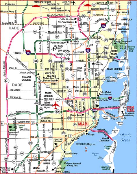 Free Printable Maps: Miami Map | Miami map, Miami attractions, Miami hotels