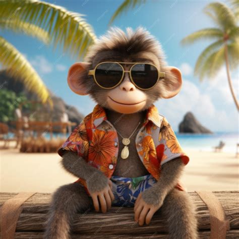 Premium AI Image | monkey on the beach