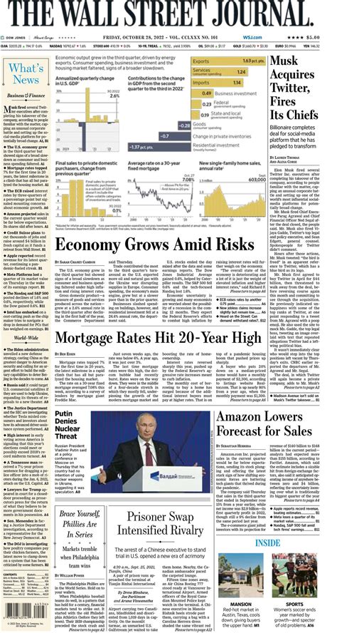 The Wall Street Journal on Twitter: "Take an early look at the front ...