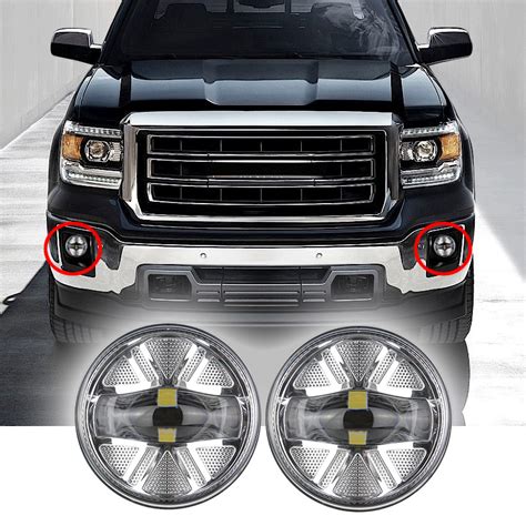 2007-2014 GMC Sierra 1500 Led Fog Lights Kit GMC Sierra 1500 2500HD 3500HD Fog Light Replacement