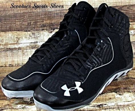 Under Armour Spine Highlight Mid Metal Baseball Cleats Black | Metal baseball cleats, Baseball ...