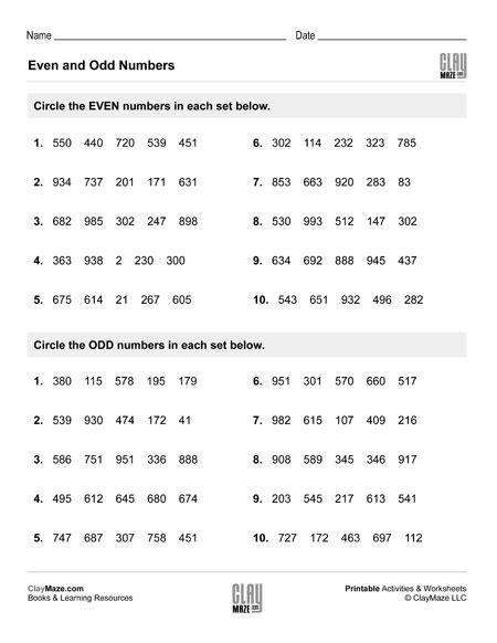 Even Numbers and Odd Numbers (Set 1) | Homeschool Books, Math Workbooks and Free Printable ...