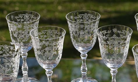 Vintage Etched Crystal Wine Glasses, Set of 1, Fostoria Navarre Clear ...