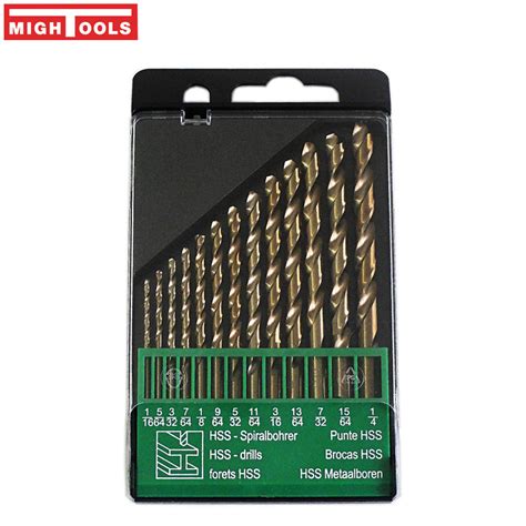 Drill Bit Set 1/16" - 1/4" HSS with Titanium Coating 13PC - M35 Drill ...