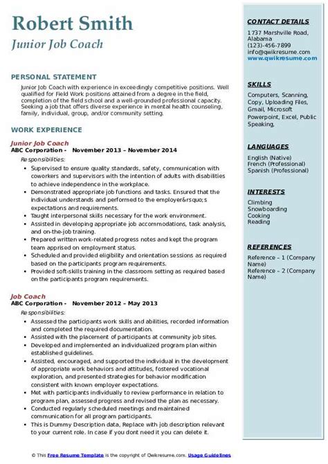 Job Coach Resume - galaxyspa