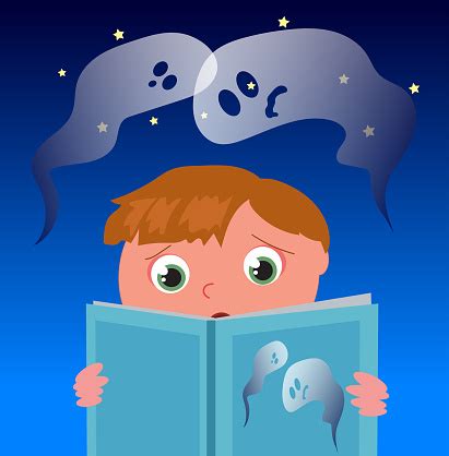 Scared Boy Reads A Horror Book Vector Illustration Stock Illustration - Download Image Now - iStock