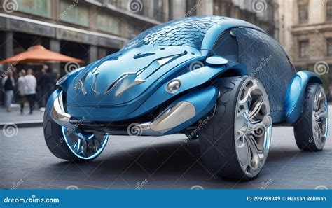 (Bio-inspired Blue Bug Car:1.1), (vehicle Resembling a Beetle S Exoskeleton), Stock Illustration ...