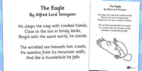 The Eagle' by Alfred Lord Tennyson Poem Sheet - ks2 poetry