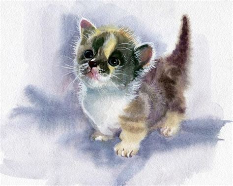 Adorable Watercolor Kitten Illustration