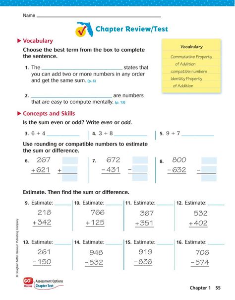 Go Math Chapter 1 Review worksheet | Live Worksheets