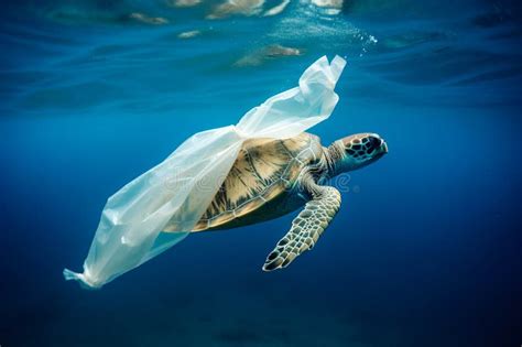 Turtle Trapped in Plastic Garbage Floating in the North Pacific, Underwater Photography. the ...