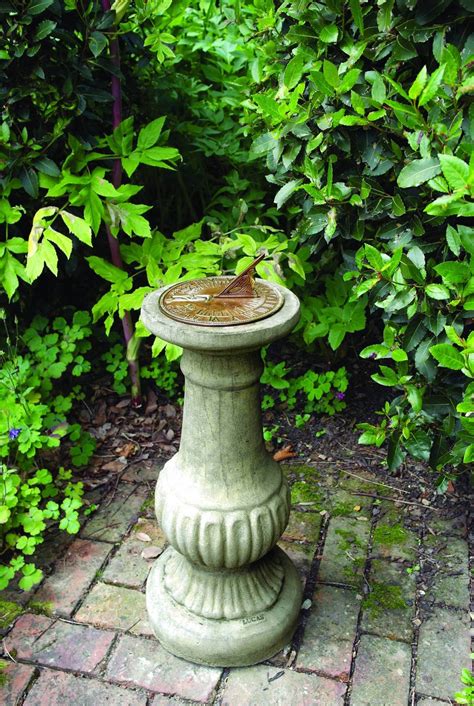 Aged Brass Sundial on Victorian Stone Garden Pedestal